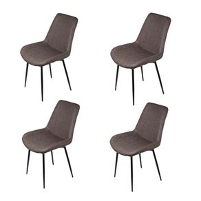 Kit 4 Cadeiras Volga Or Design PU Cafe Base Metal